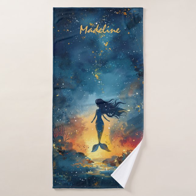 Personalized Mermaid Bath Towel Custom Gift (Bath Towel)