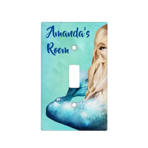 Personalized Mermaid Beautiful Blue Light Switch Cover