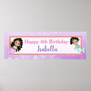 Personalized Mermaid Birthday Banner Poster
