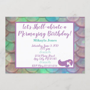Personalized Mermaid Birthday Invitation