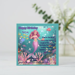 Personalized Mermaid Birthday Party Invitation