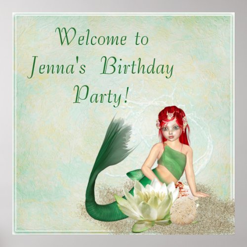 Personalized Mermaid Birthday Party Poster