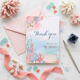 Personalized Mermaid Bridal Shower Thank You Card