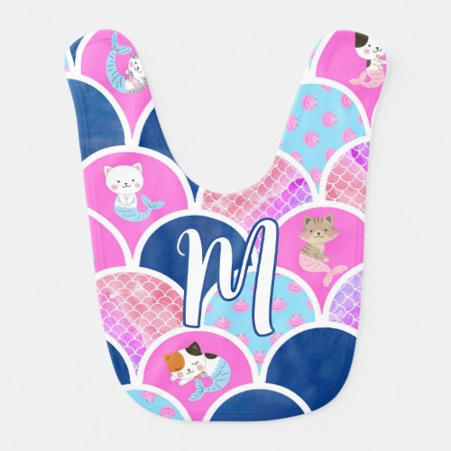Personalized Mermaid Cat Baby Bib