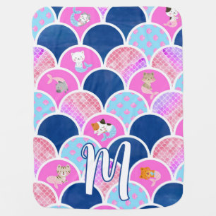 Personalized Mermaid Cat Baby Blanket