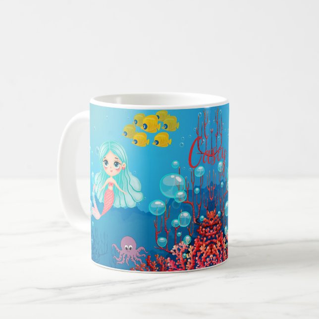 Personalized Mermaid  Coffee Mug (Front Left)
