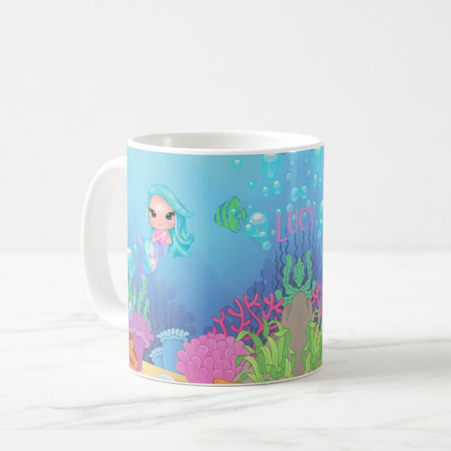 Personalized Mermaid  Coffee Mug (Front Left)