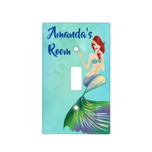 Personalized Mermaid Cute Beautiful Blue Light Switch Cover