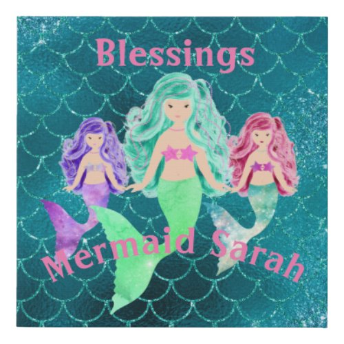 Personalized Mermaid Faux Canvas Print