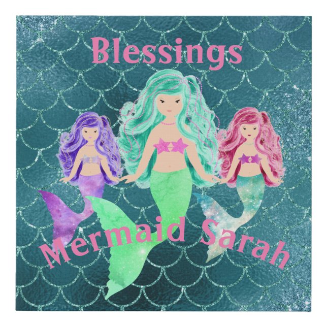 Personalized Mermaid Faux Canvas Print (Front)