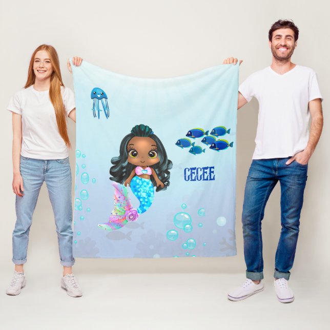 Personalized Mermaid  Fleece Blanket (In Situ)