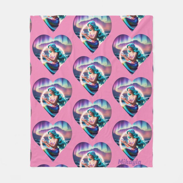 Personalized Mermaid Fleece Blanket (Front)