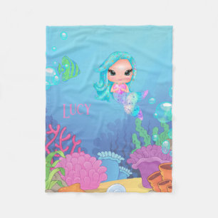 Personalized Mermaid  Fleece Blanket
