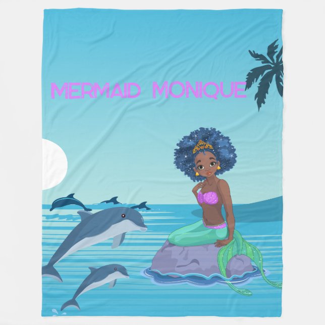 Personalized Mermaid  Fleece Blanket (Front)