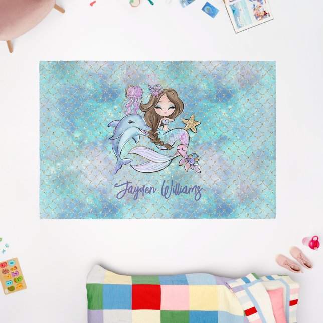 Personalized Mermaid Girl Bedroom or Playroom Rug (Personalized Mermaid Girl Bedroom or Playroom Rug
)