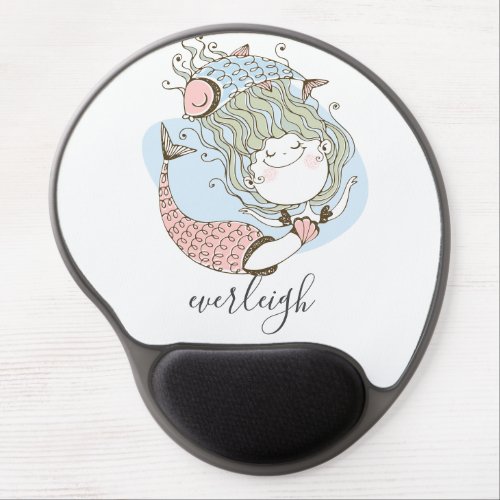 Personalized Mermaid Girl Kids  Gel Mouse Pad