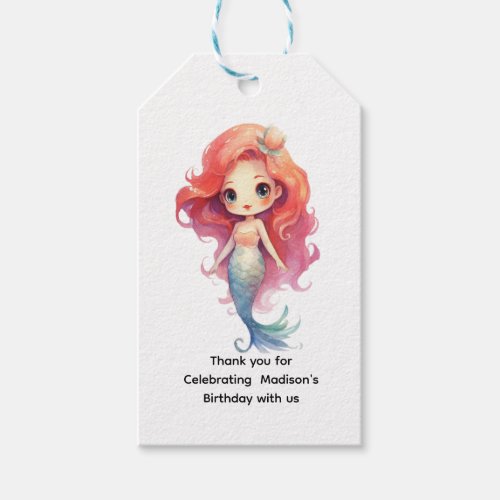 Personalized Mermaid Girls Birthday Favor Gift Tags