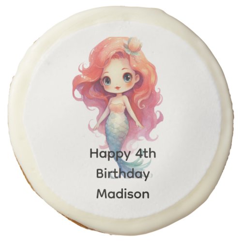 Personalized Mermaid Girls Birthday Sugar Cookie