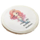 Personalized Mermaid Girls Birthday Sugar Cookie (Angled)