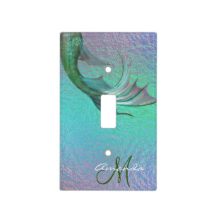 Personalized Mermaid Iridescent Tail Monogram Light Switch Cover