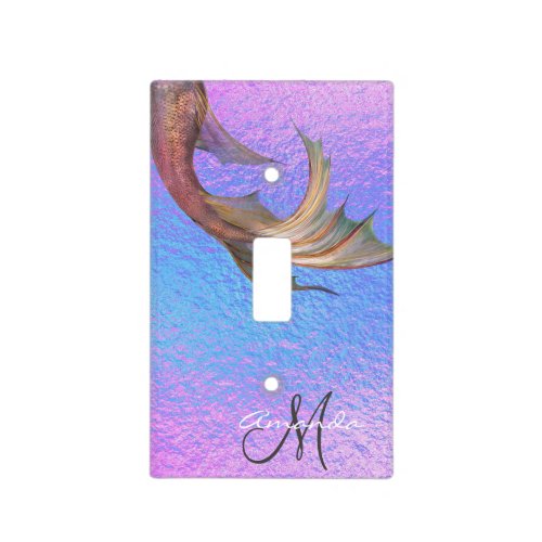 Personalized Mermaid Iridescent Tail Monogram Light Switch Cover