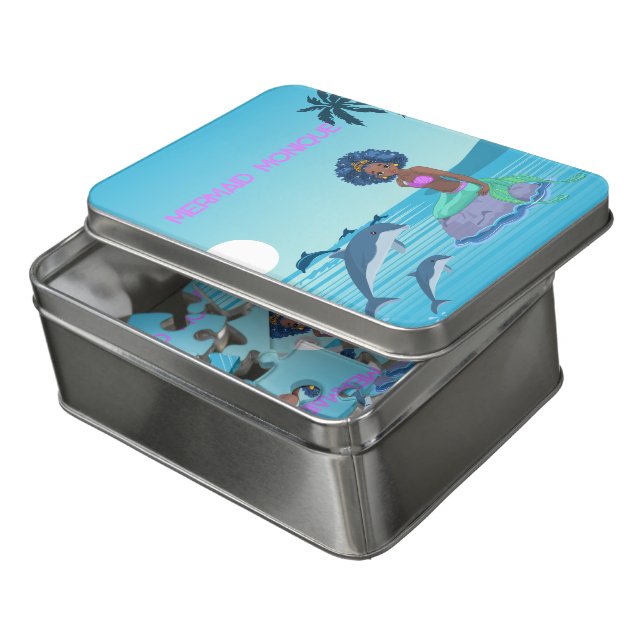 Personalized Mermaid  Jigsaw Puzzle (Lid Open)