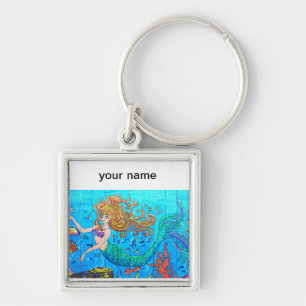 personalized mermaid keychain