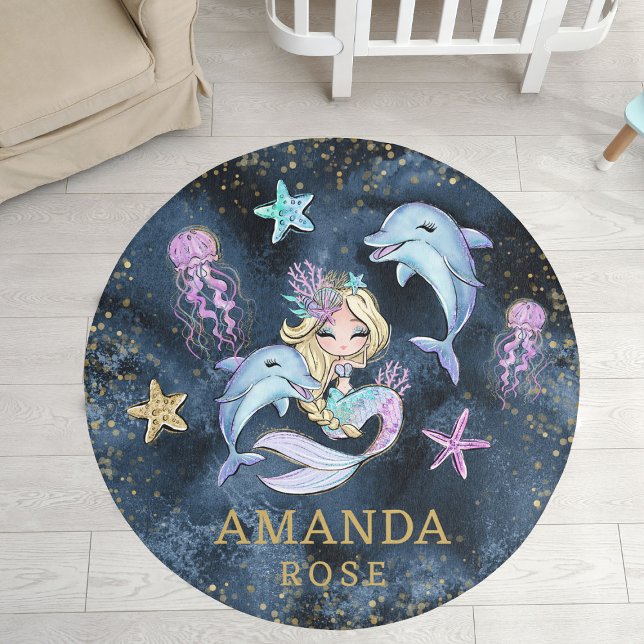 Personalized Mermaid Kids Girl Bedroom Rug (Personalized Mermaid Kids Girl Bedroom Rug
)
