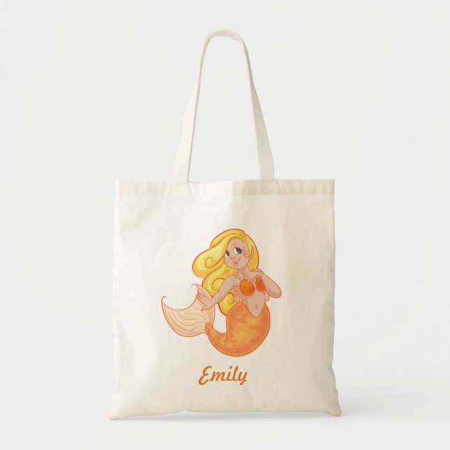 Personalized Mermaid  kids Tote Bag (Front)