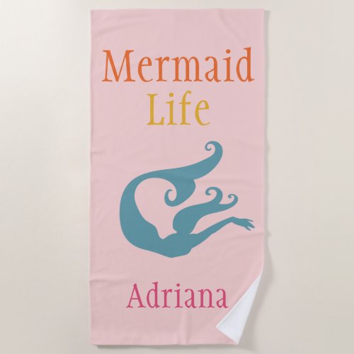 Personalized Mermaid Life Beach Towel