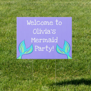 Personalized Mermaid Party Purple Welcome Sign