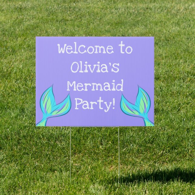 Personalized Mermaid Party Purple Welcome Sign (Insitu)
