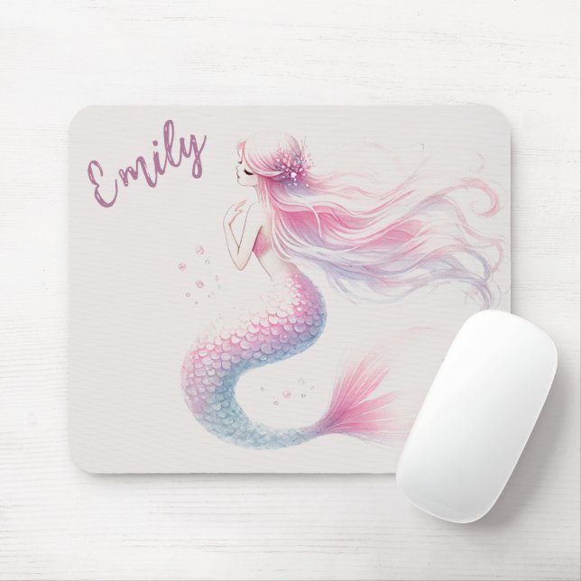 Personalized Mermaid Pink Mouse Pad (With Mouse)