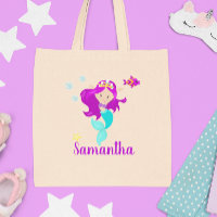 Personalized Mermaid Princess Cute Tote Bag