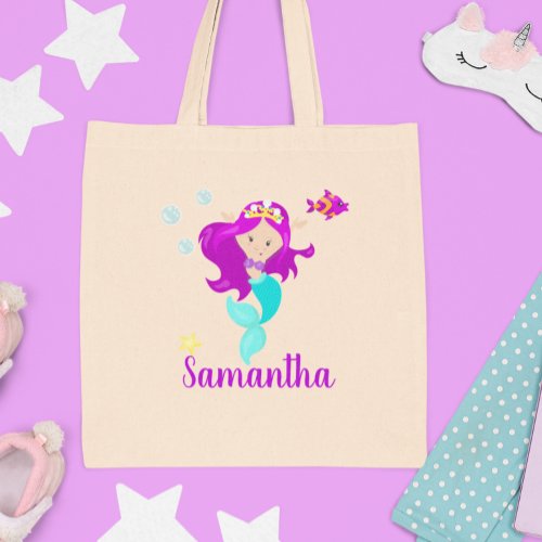 Personalized Mermaid Princess Cute Tote Bag