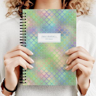 Personalized Mermaid Scales Rainbow Shimmer 2025 Planner