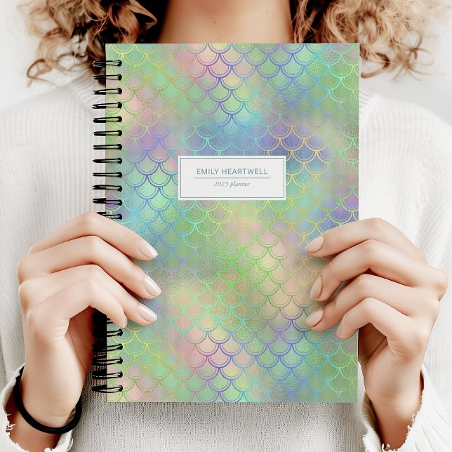 Personalized Mermaid Scales Rainbow Shimmer 2025 Planner (Creator Uploaded)