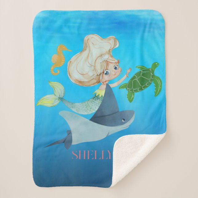 Personalized Mermaid Sherpa Blanket (Front)