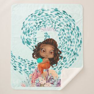 Personalized Mermaid  Sherpa Blanket