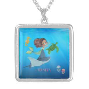 Personalized Mermaid Silver Plated Necklace