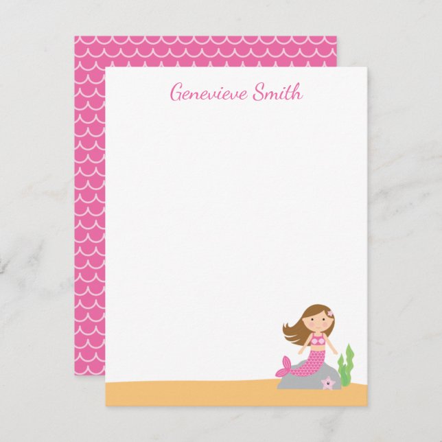 Personalized Mermaid Stationery Note Card (Front/Back)