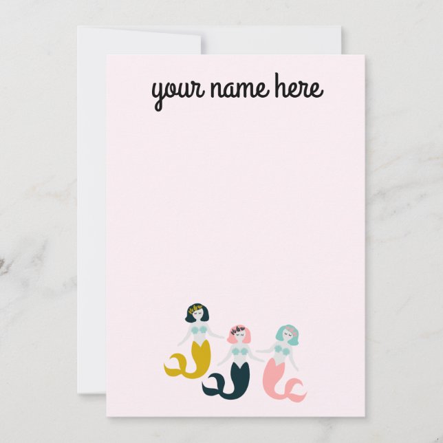 Personalized Mermaid Stationery Notecards (Front)