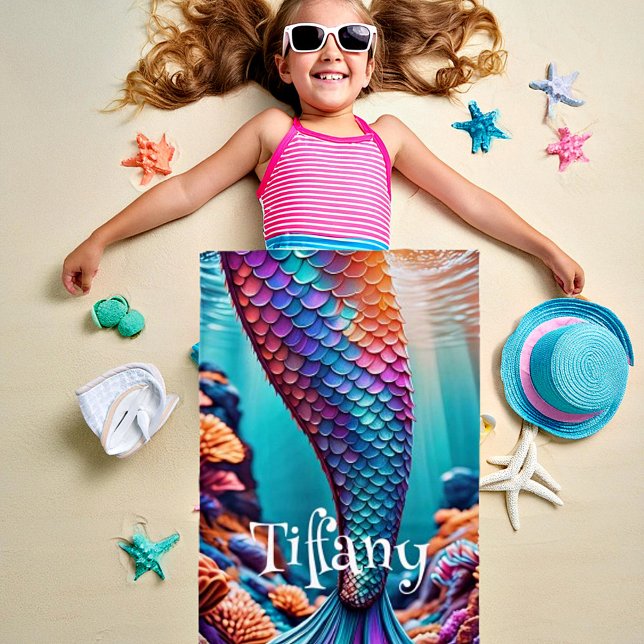 Personalized mermaid tail beach towel (Creator Uploaded)