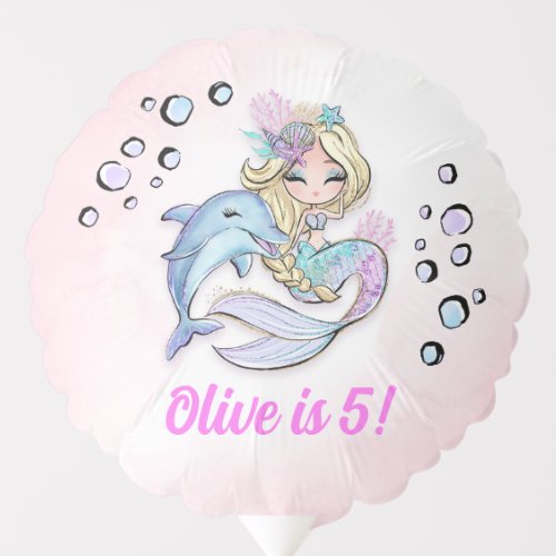 Personalized Mermaid Theme Kids Birthday Balloon