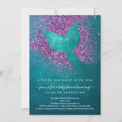 Personalized Mermaid Themed Baby Shower Invitation