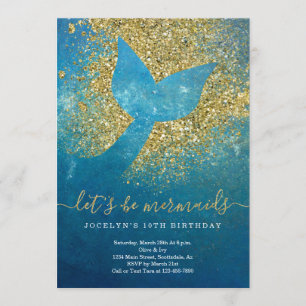 Personalized Mermaid Themed Birthday Party Invitation