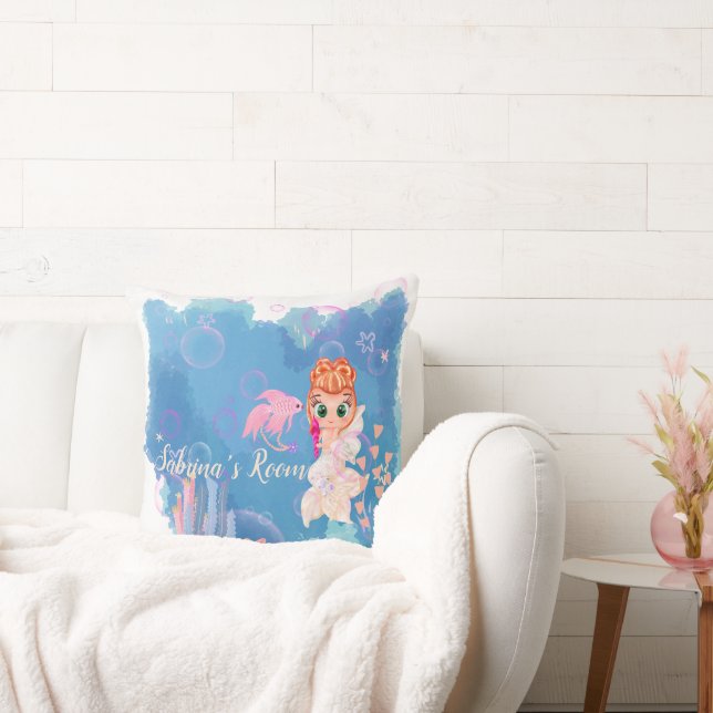 Personalized Mermaid Throw Pillow (Couch)