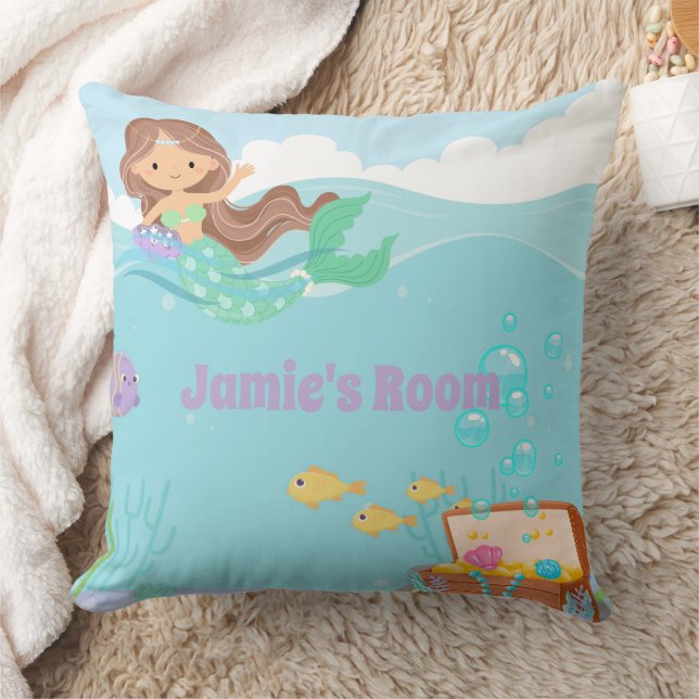 Personalized Mermaid Throw Pillow (Blanket)