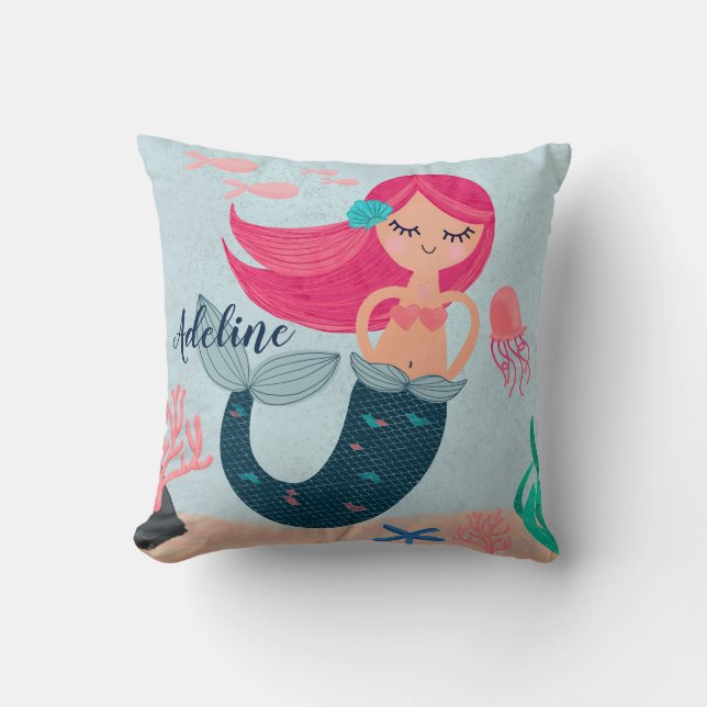 Personalized Mermaid Throw Pillow (Front)