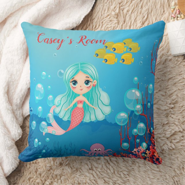 Personalized Mermaid Throw Pillow (Blanket)